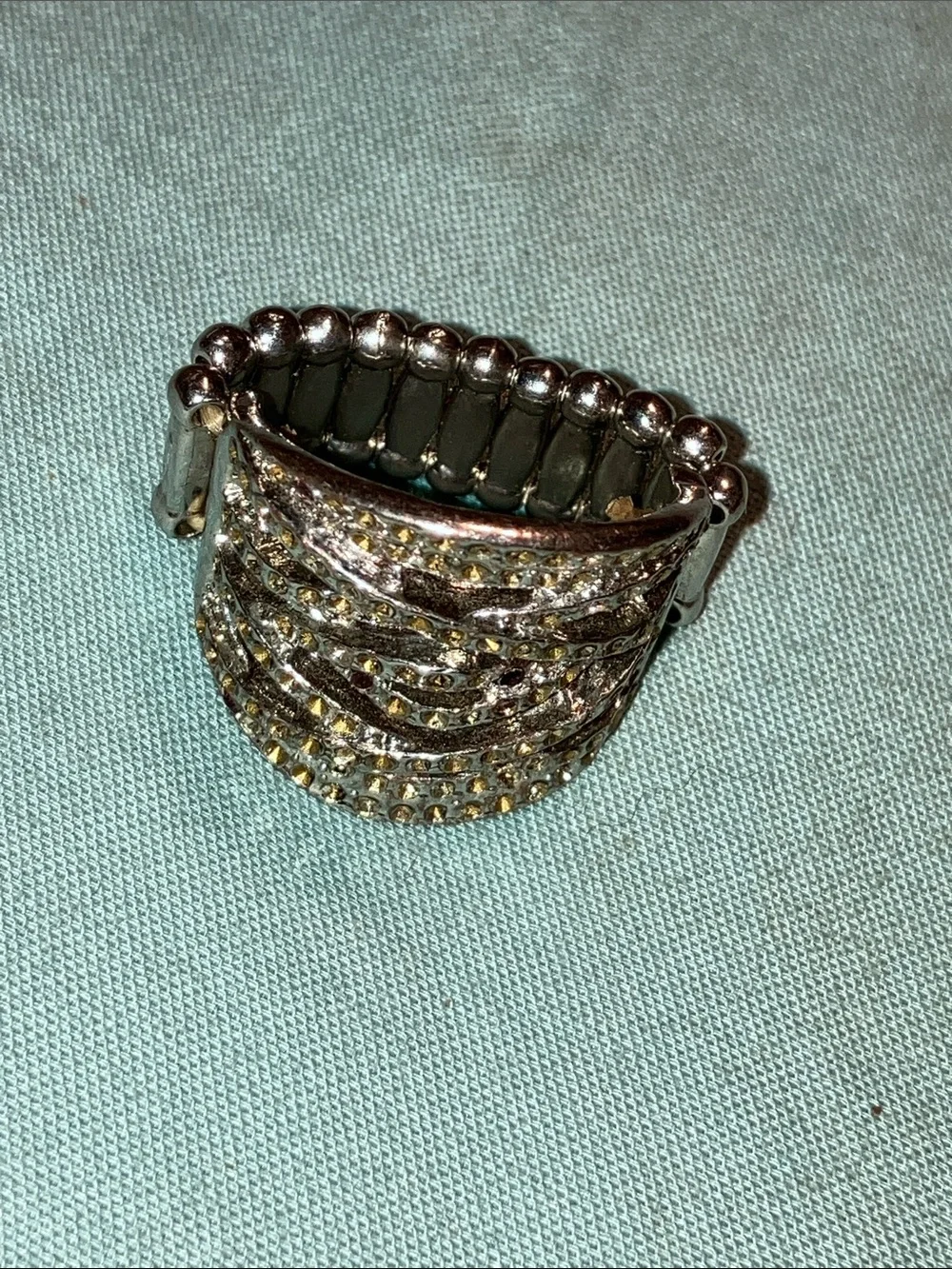 3 pc. Set Silver -Tone Beaded Stretch Bracelet & Ring & Keychain